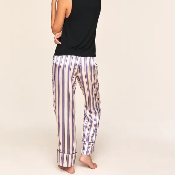 COPY - Adore Me Satin Rose Regular Plus White Classy Stripes Pull On Bow PJ Pan…
