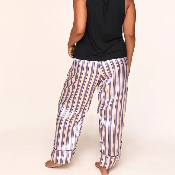 COPY - Adore Me Satin Rose Regular Plus White Classy Stripes Pull On Bow PJ Pan…