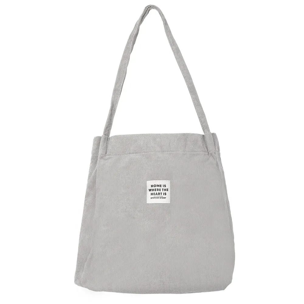 Corduroy Canvas Tote for Women - Reusable Shoulder Bag - Shopper & School Handbag