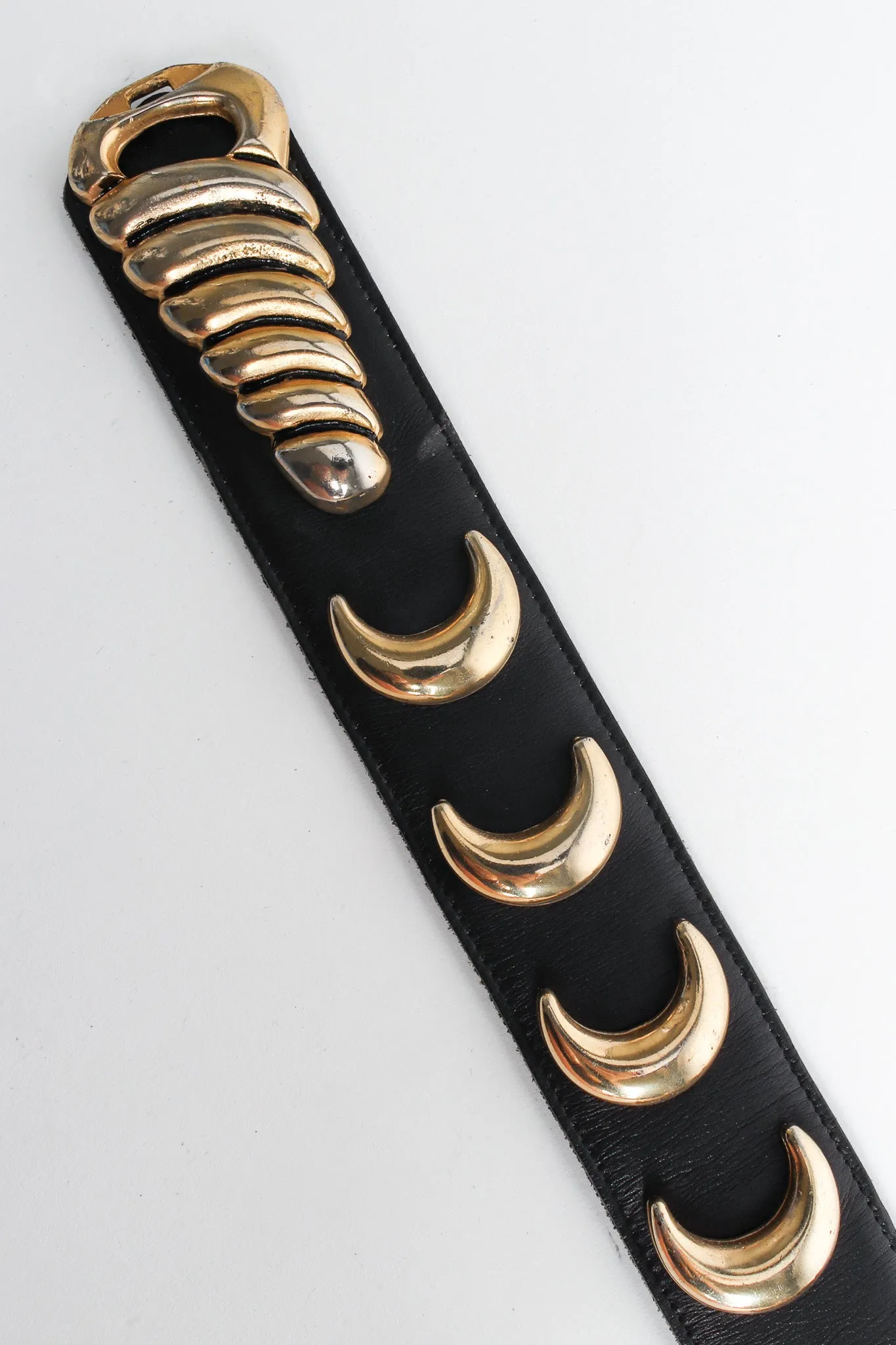 Crescent Stud Leather Belt