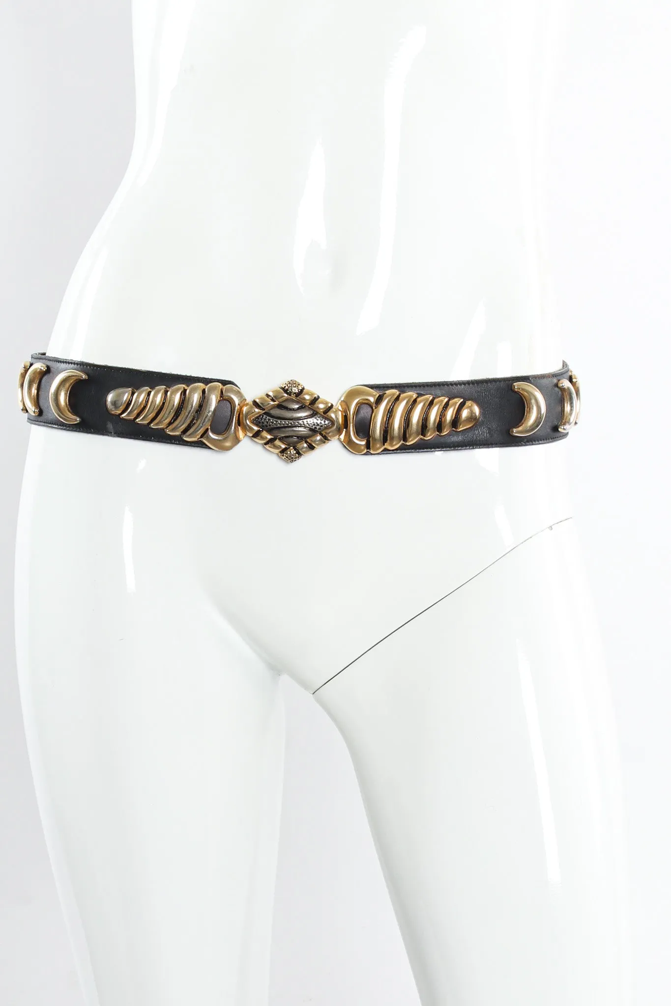Crescent Stud Leather Belt