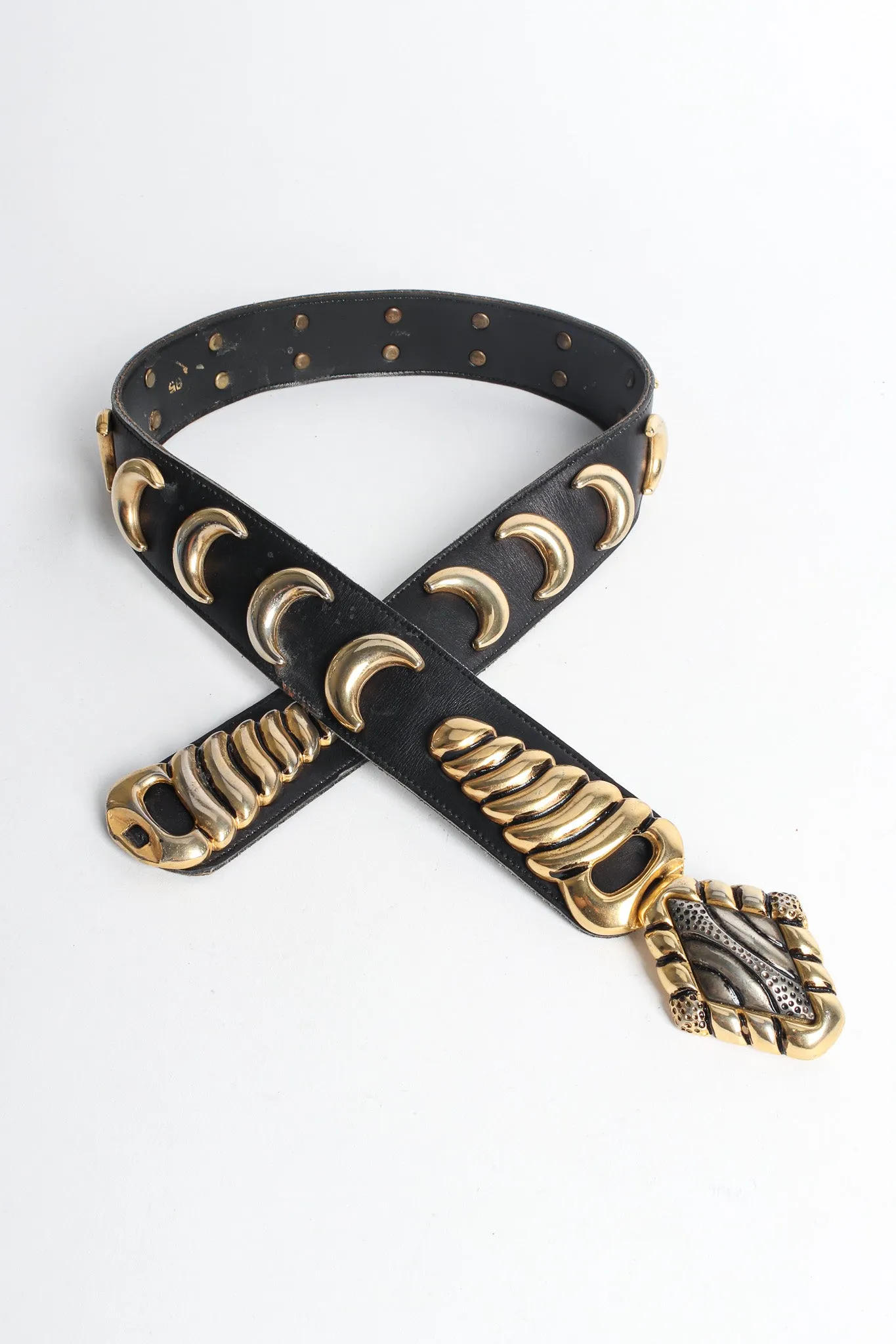 Crescent Stud Leather Belt