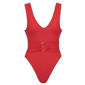 Crimson Micro Scrunch Kim One-Piece w/Belt
