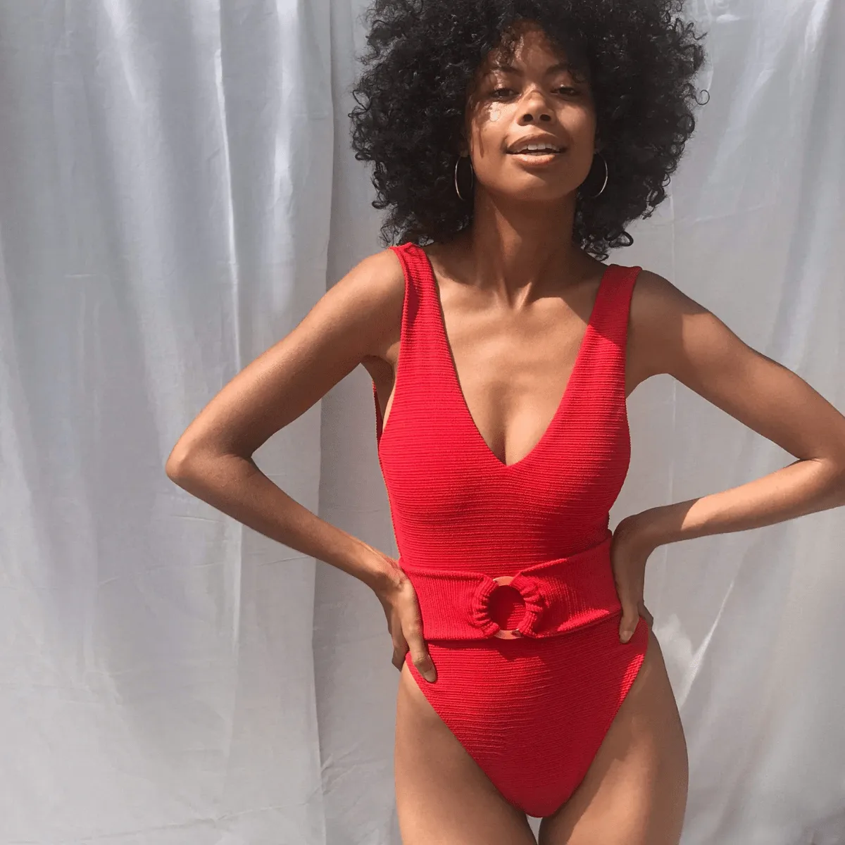 Crimson Micro Scrunch Kim One-Piece w/Belt