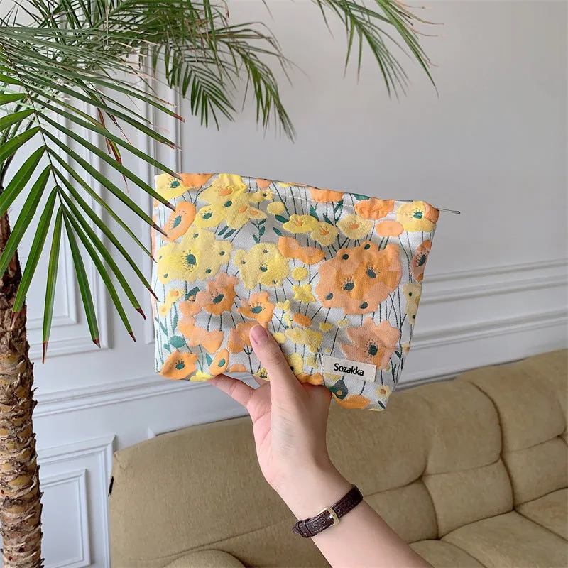 Cute Japanese Style Jacquard Elegant cosmetic bag Large, Large Capacity Makeup Bag