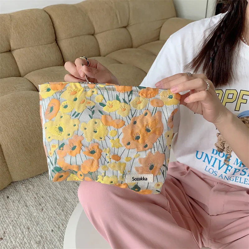 Cute Japanese Style Jacquard Elegant cosmetic bag Large, Large Capacity Makeup Bag