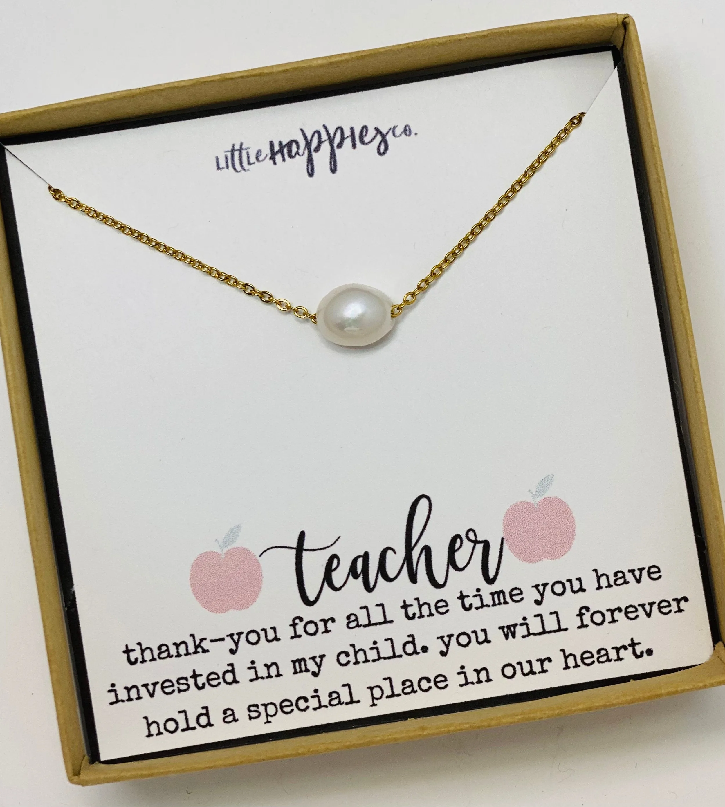 Cute teacher&#39;s gifts, Daycare provider gifts, Pre school teacher gift, Pearl necklace, Student teacher gifts, Sunday school teacher