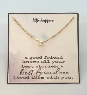 Dainty Best friend necklace,  pearl necklace, gift for best friend, best friend necklace, BFF gifts, gift for friends, personalized gift