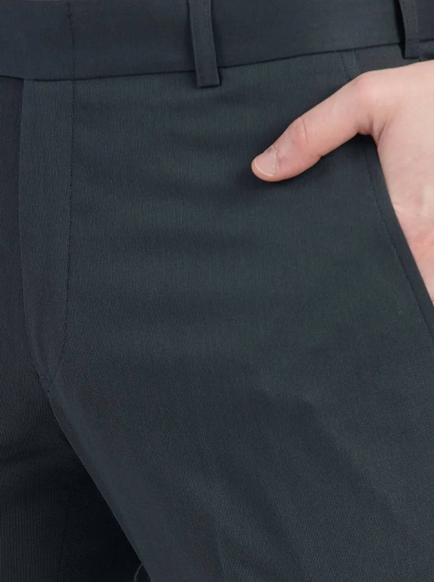 Dark Grey Solid Slim Fit Formal Trouser | Greenfibre