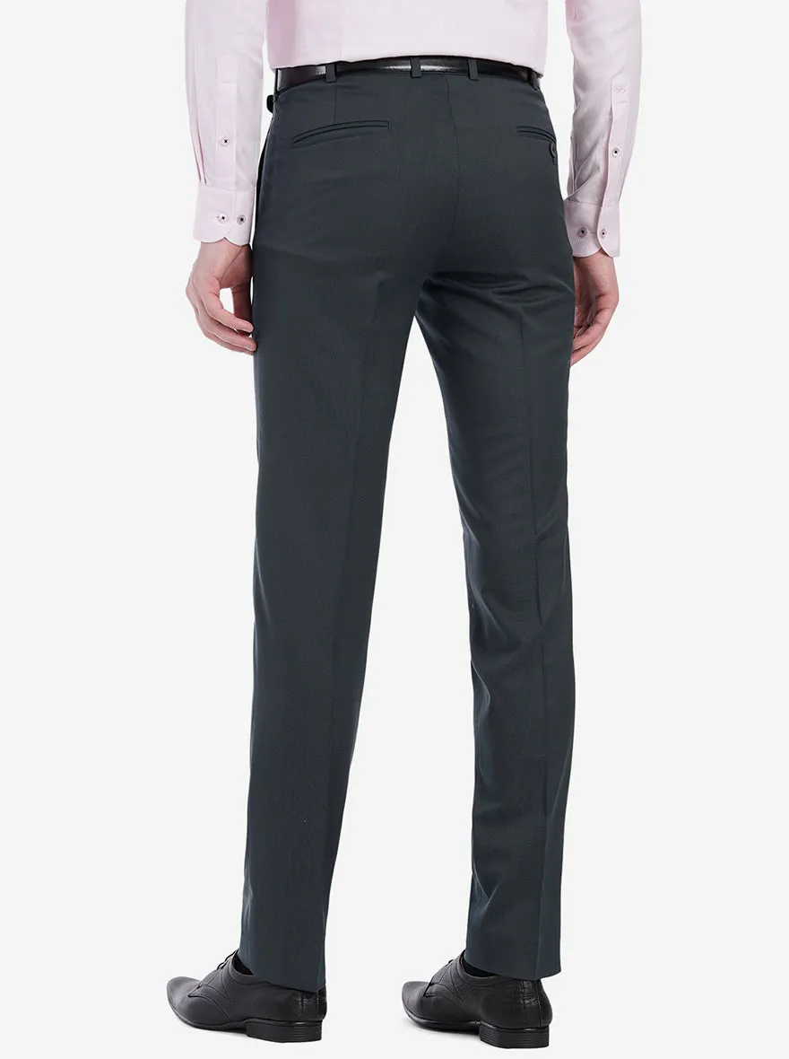 Dark Grey Solid Slim Fit Formal Trouser | Greenfibre