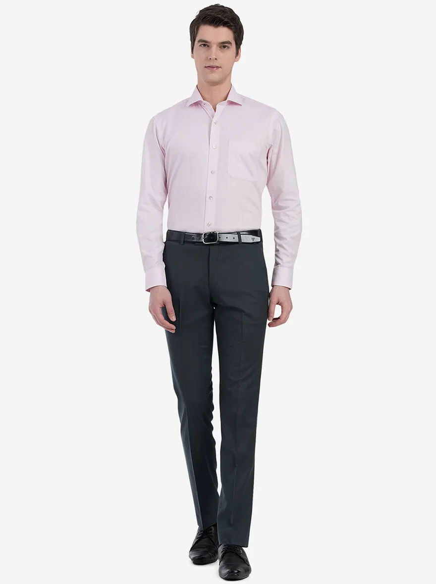 Dark Grey Solid Slim Fit Formal Trouser | Greenfibre