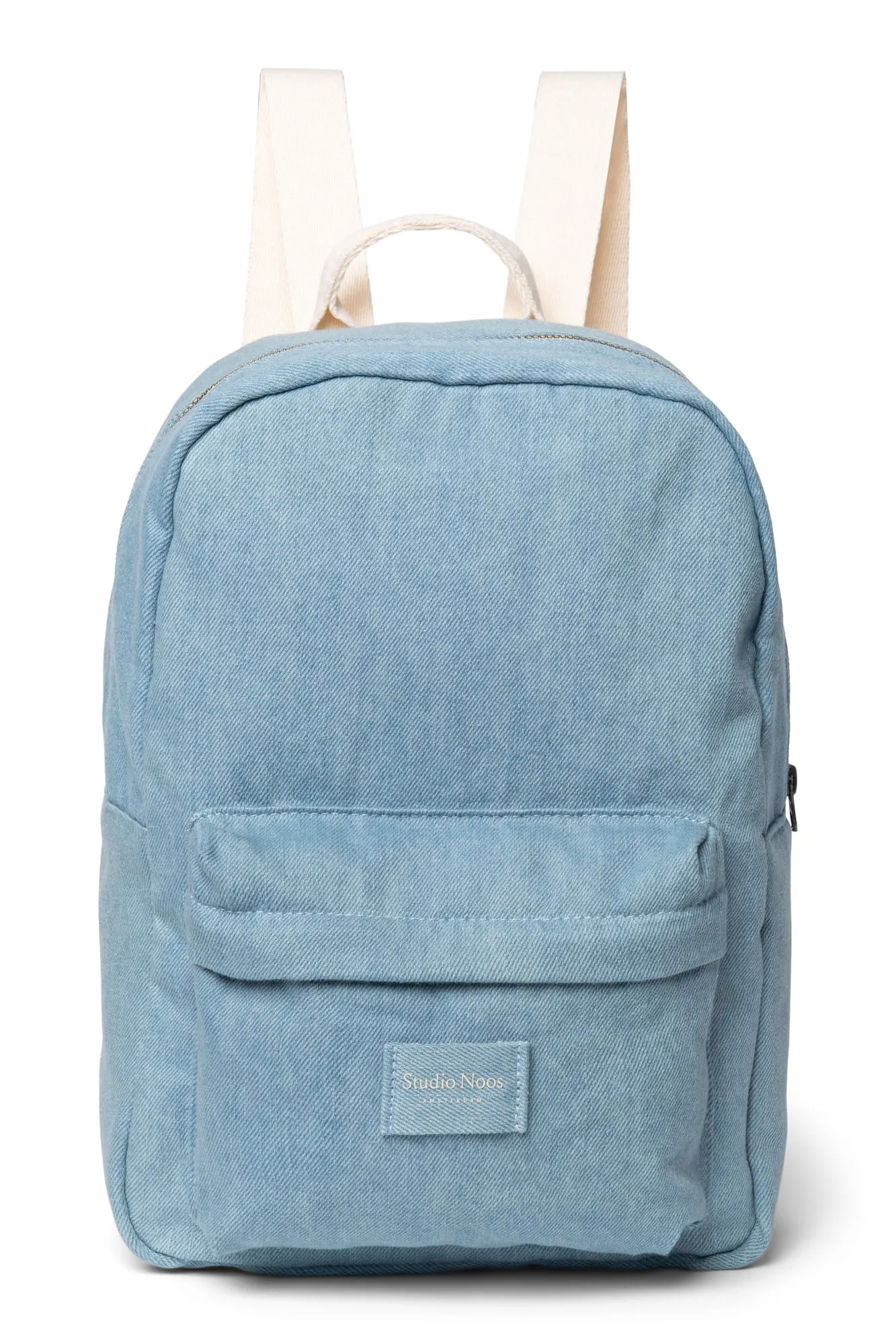 Denim Solid Midi Backpack with Front Pocket
