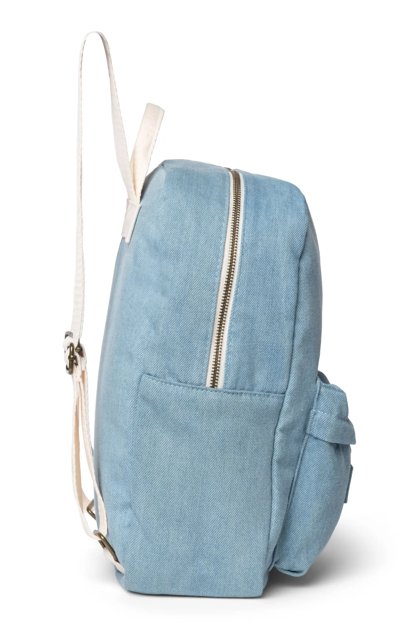 Denim Solid Midi Backpack with Front Pocket