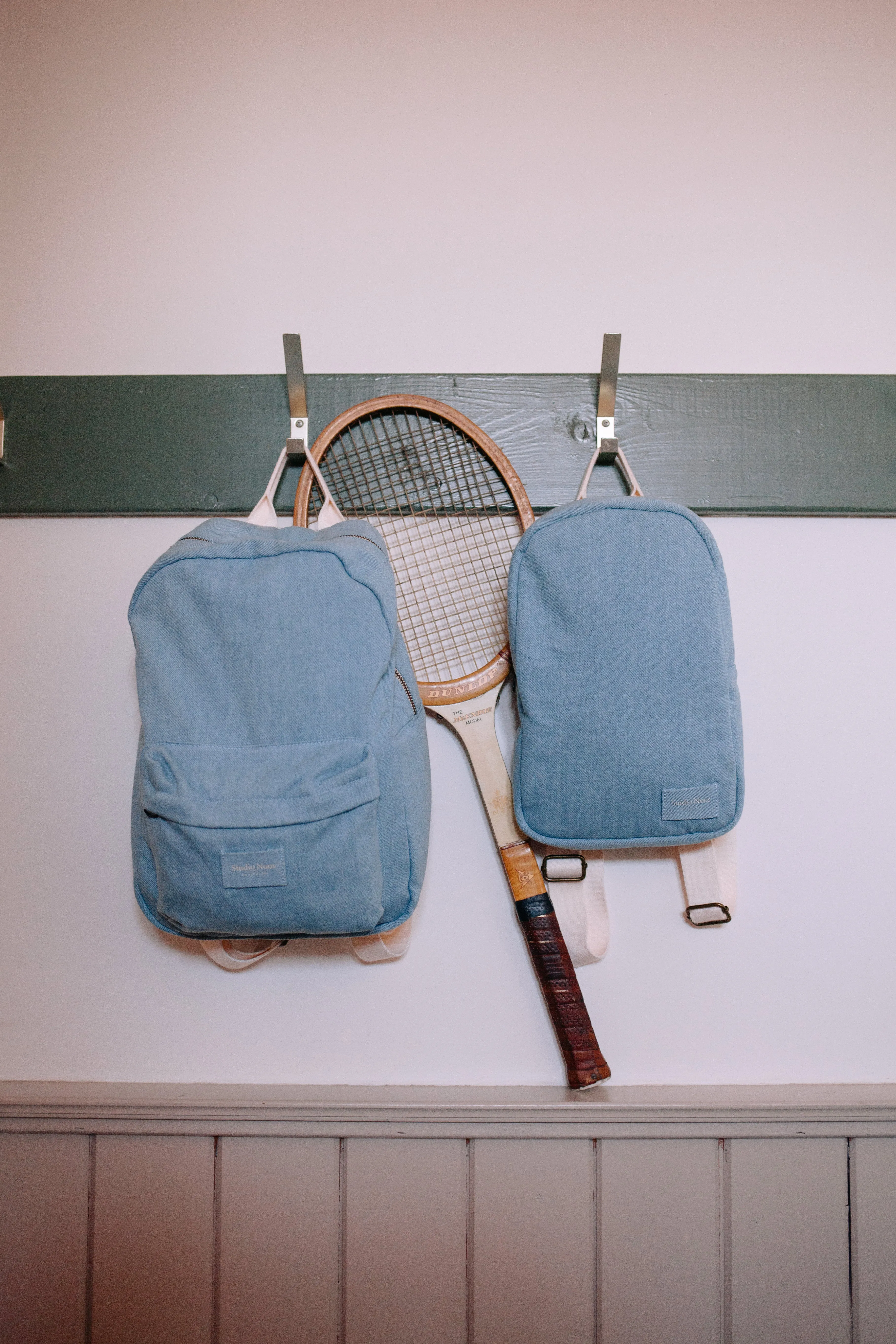 Denim Solid Midi Backpack with Front Pocket