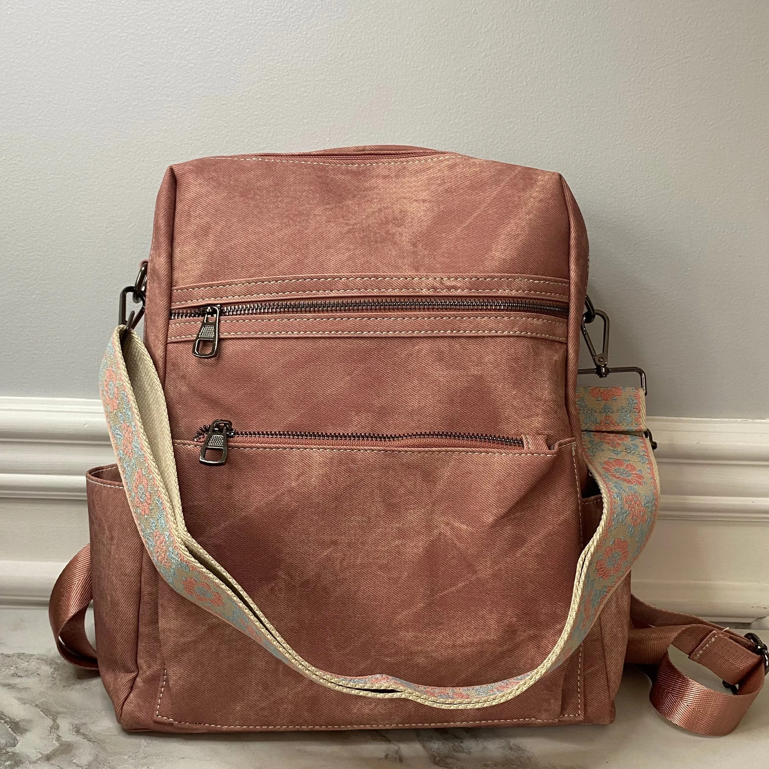 Denim Suede Brooke Backpack   Pouch - PREORDER