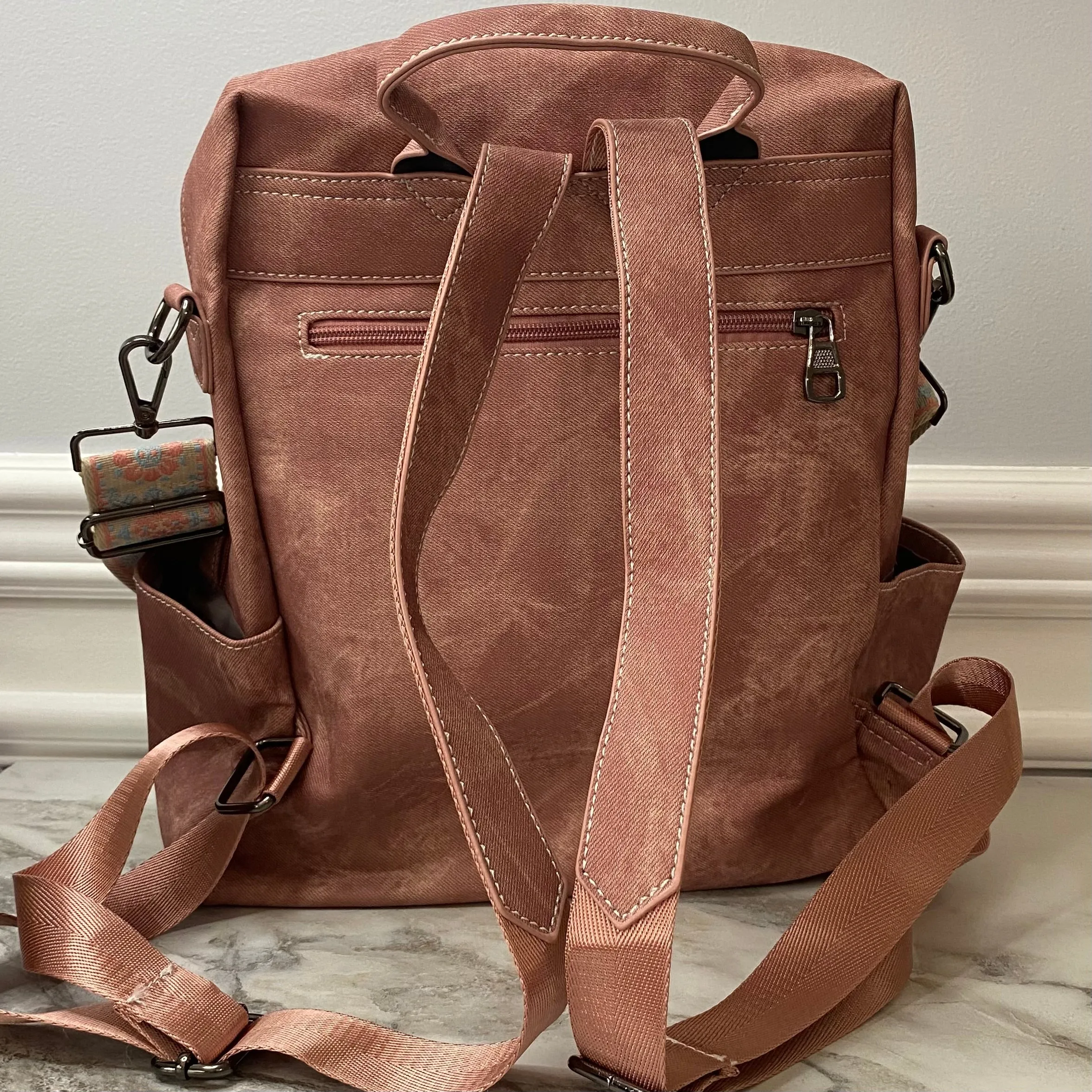 Denim Suede Brooke Backpack   Pouch - PREORDER