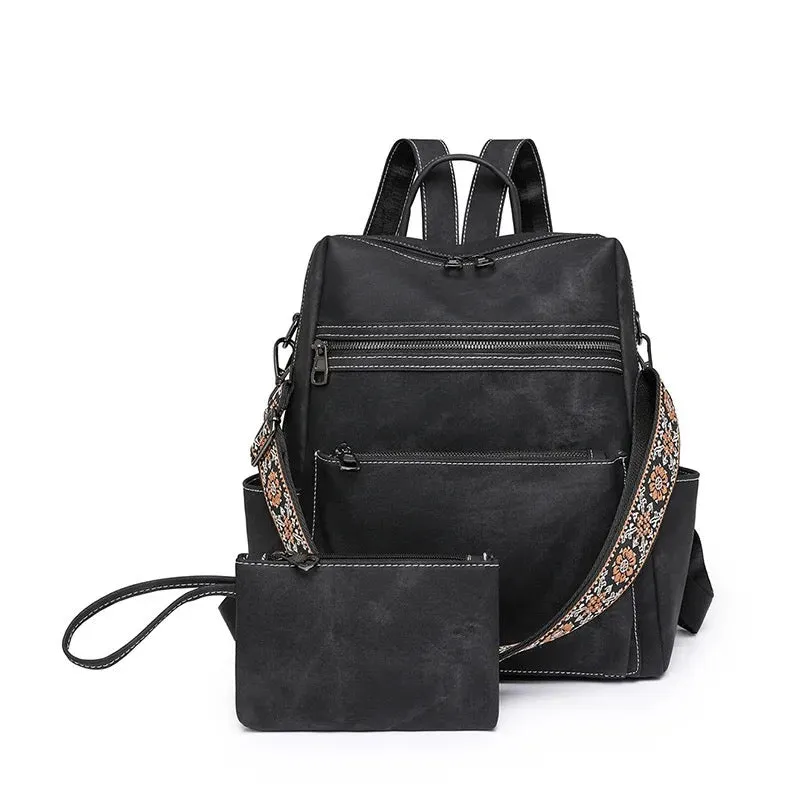 Denim Suede Brooke Backpack   Pouch - PREORDER