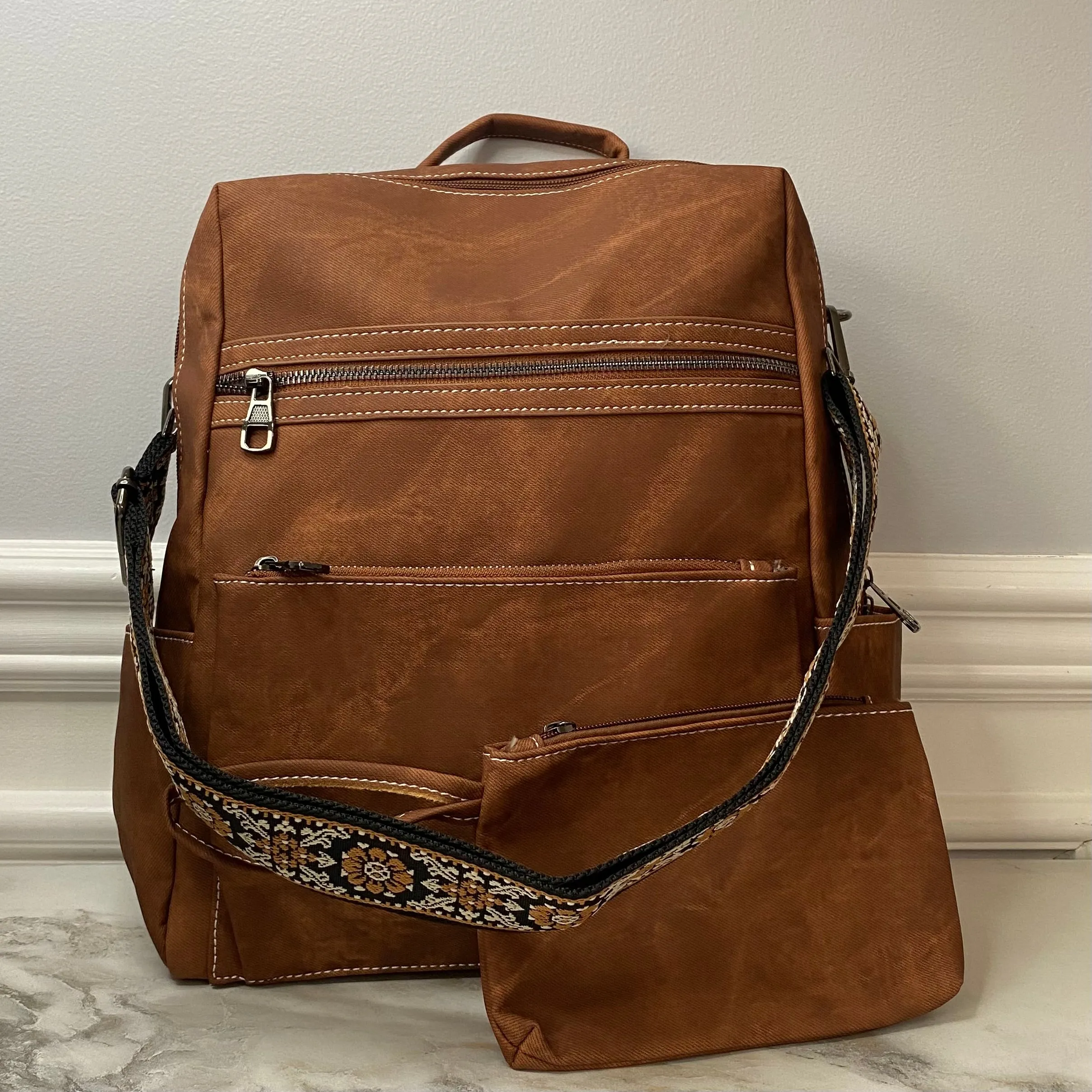 Denim Suede Brooke Backpack   Pouch - PREORDER