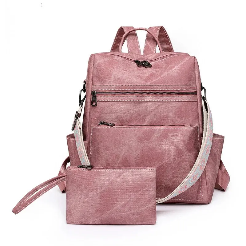Denim Suede Brooke Backpack   Pouch - PREORDER