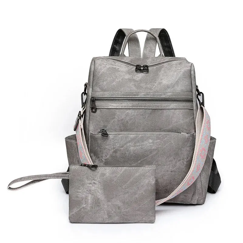 Denim Suede Brooke Backpack   Pouch - PREORDER