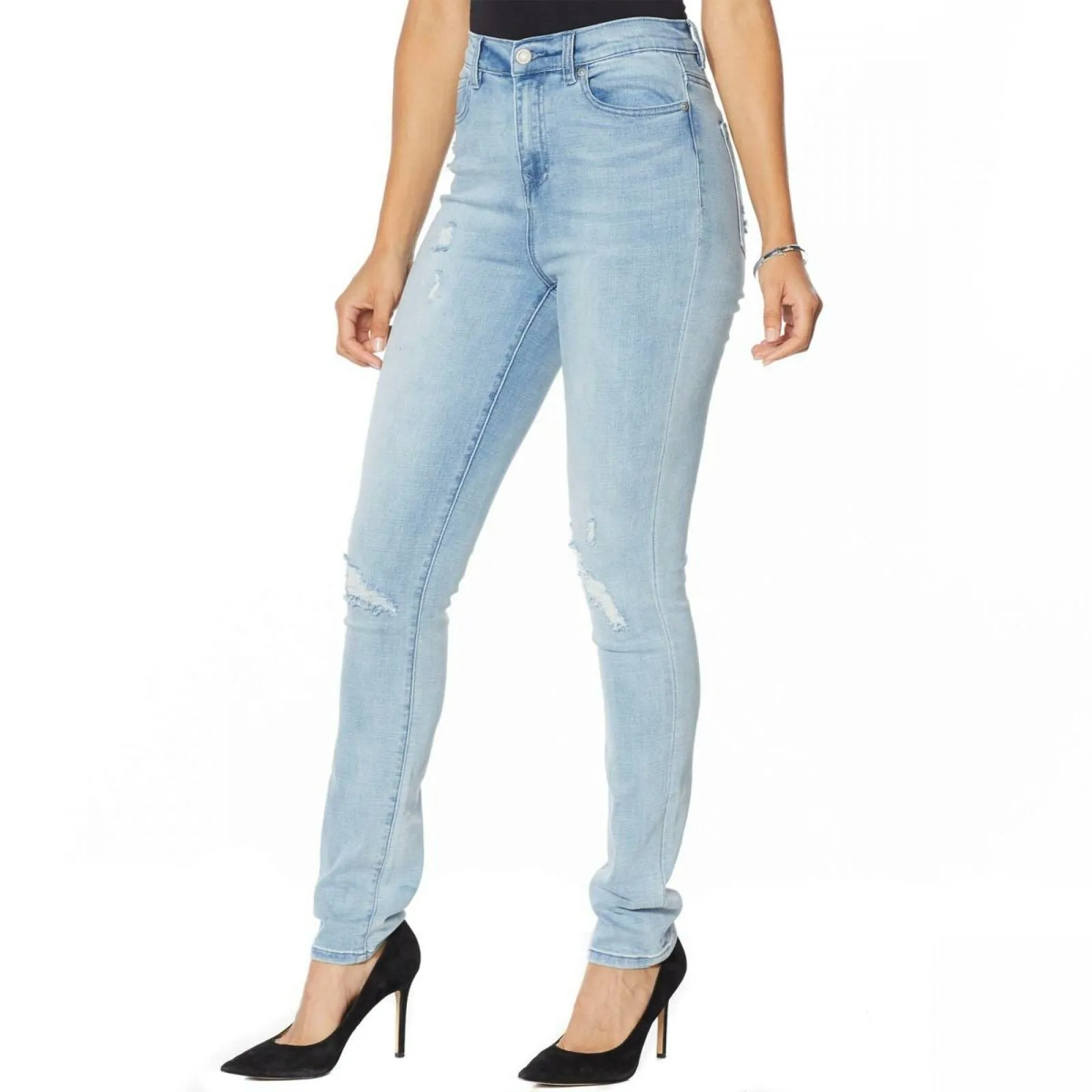 DG2 by Diane Gilman Women's Virtual Stretch Destructed Skinny Jeans