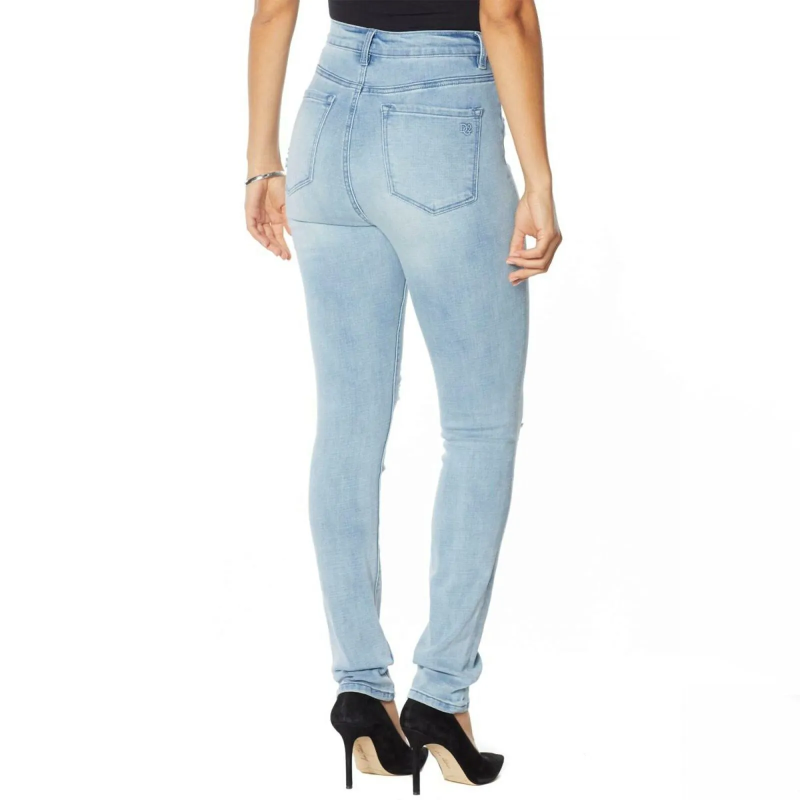 DG2 by Diane Gilman Women's Virtual Stretch Destructed Skinny Jeans