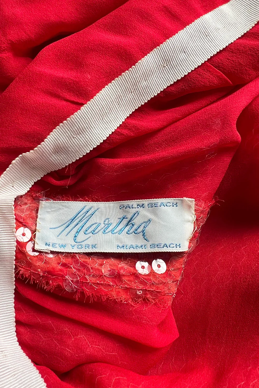 Documented 1974 Bill Blass Red Sequin & Snakeskin Print Ad Campaign Halter Dress
