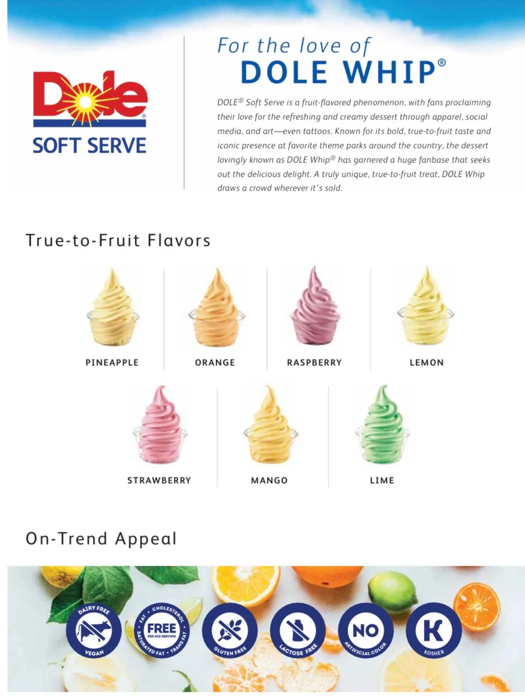 Dole Lemon Soft Serve Mix - 4.4 Lbs. Bag - Case (4 X 4.4lb Bags)