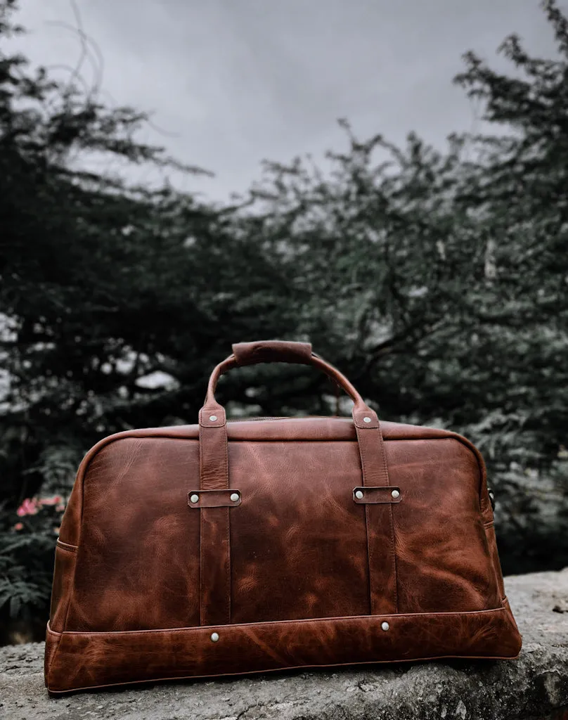 Easri Brown Waxed Canvas Duffle Bag