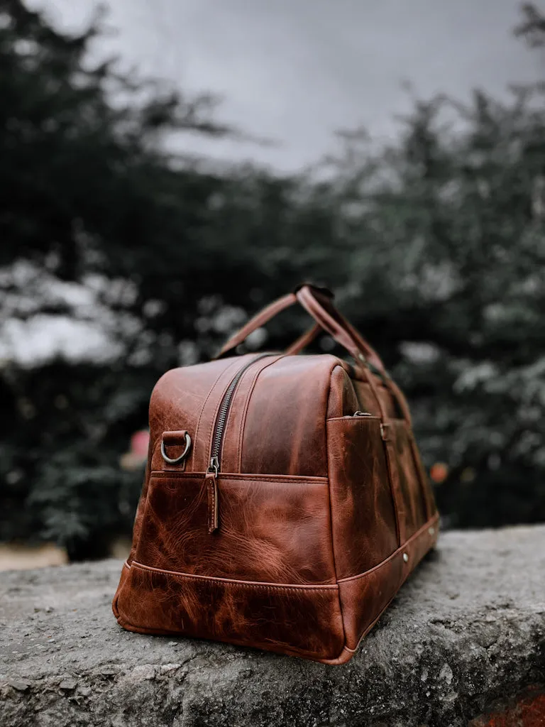 Easri Brown Waxed Canvas Duffle Bag