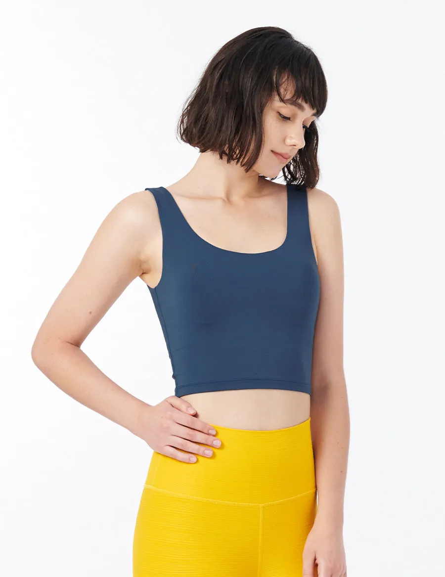 easyoga LA-VEDA Striped Cropped Tank - D68 Navy Stripe