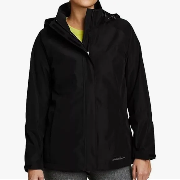 Eddie Bauer WeatherEdge 3 in 1 jacket waterproof shell &amp; fleece inner black M