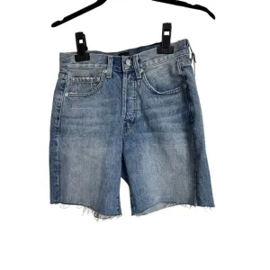 Edwin CAI Short Womens Size 24 Corsica Blue Denim Frayed Hem 7&quot; NWT