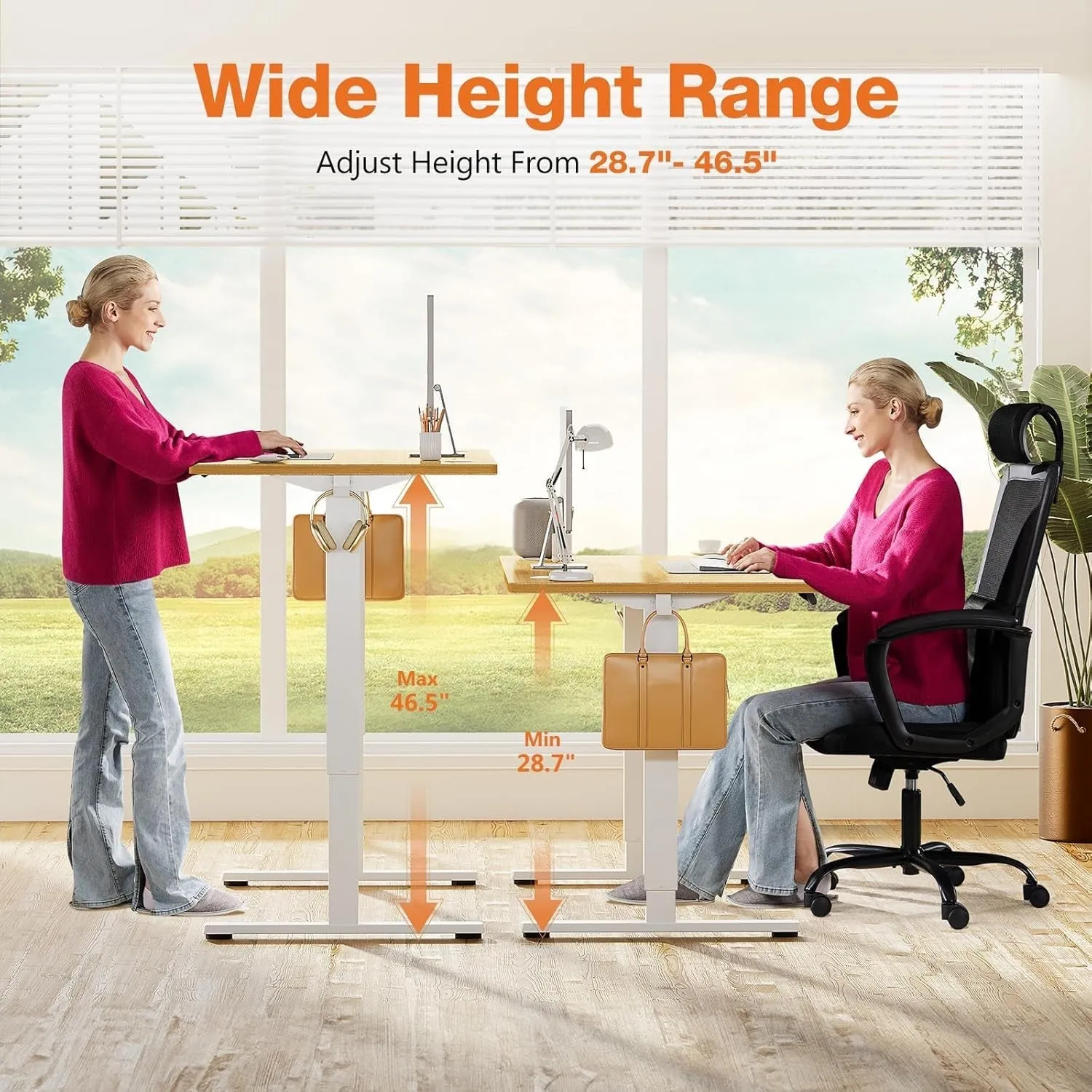 Electric Adjustable Height Standing Desk - 55 X 24 Inch Sit to Stand