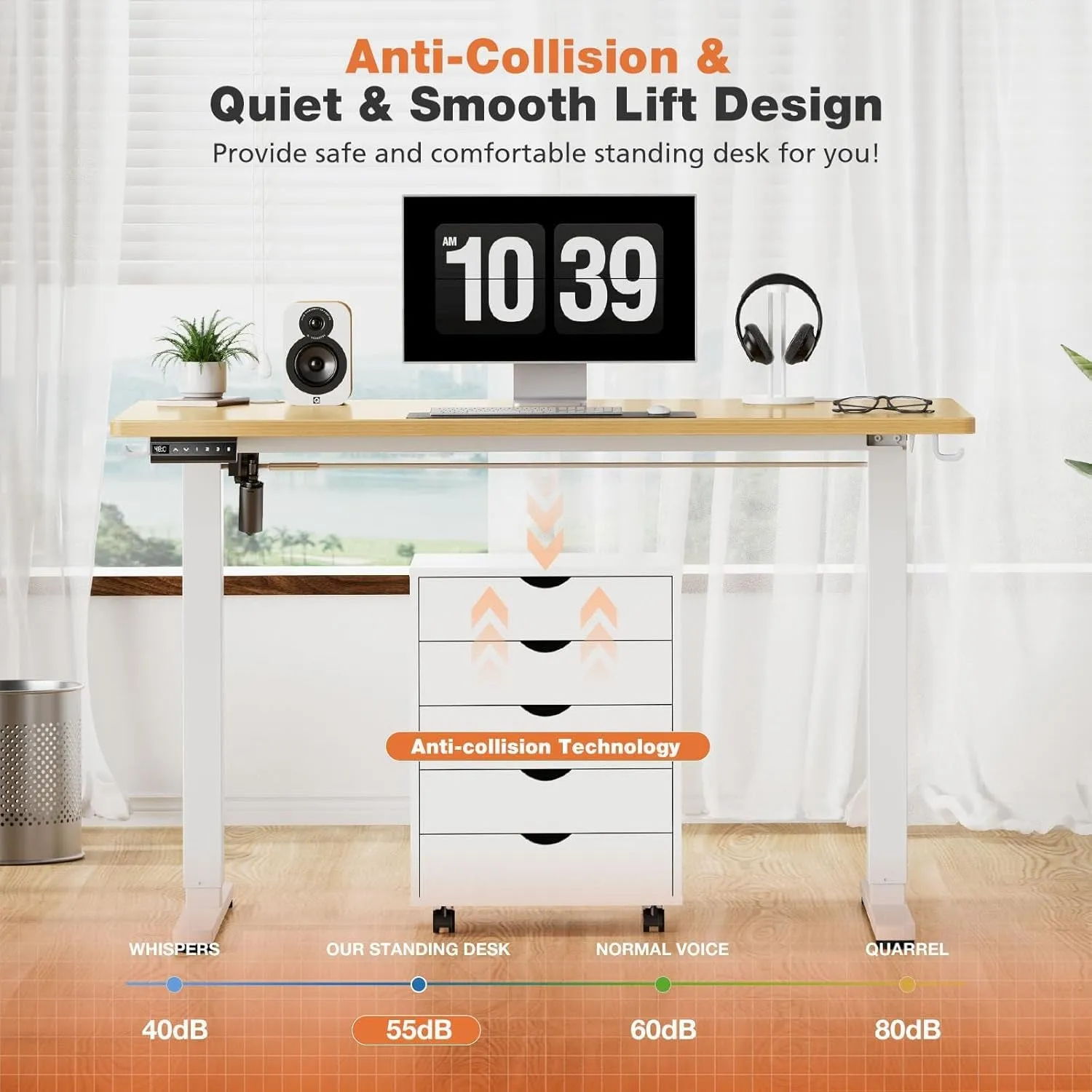Electric Adjustable Height Standing Desk - 55 X 24 Inch Sit to Stand