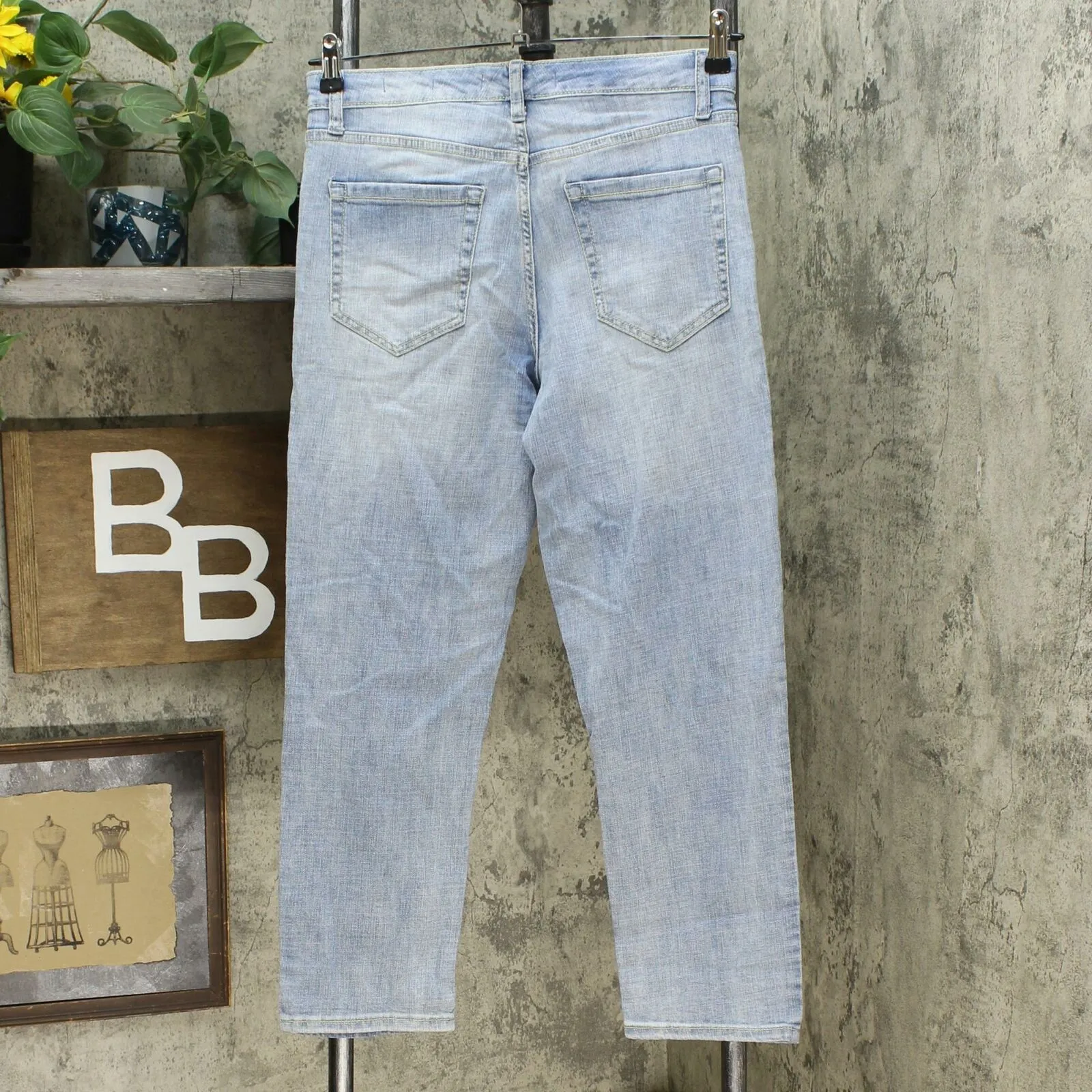 Ella Moss Women's High Rise Slim Straight Ankle Jeans Light Blue 8