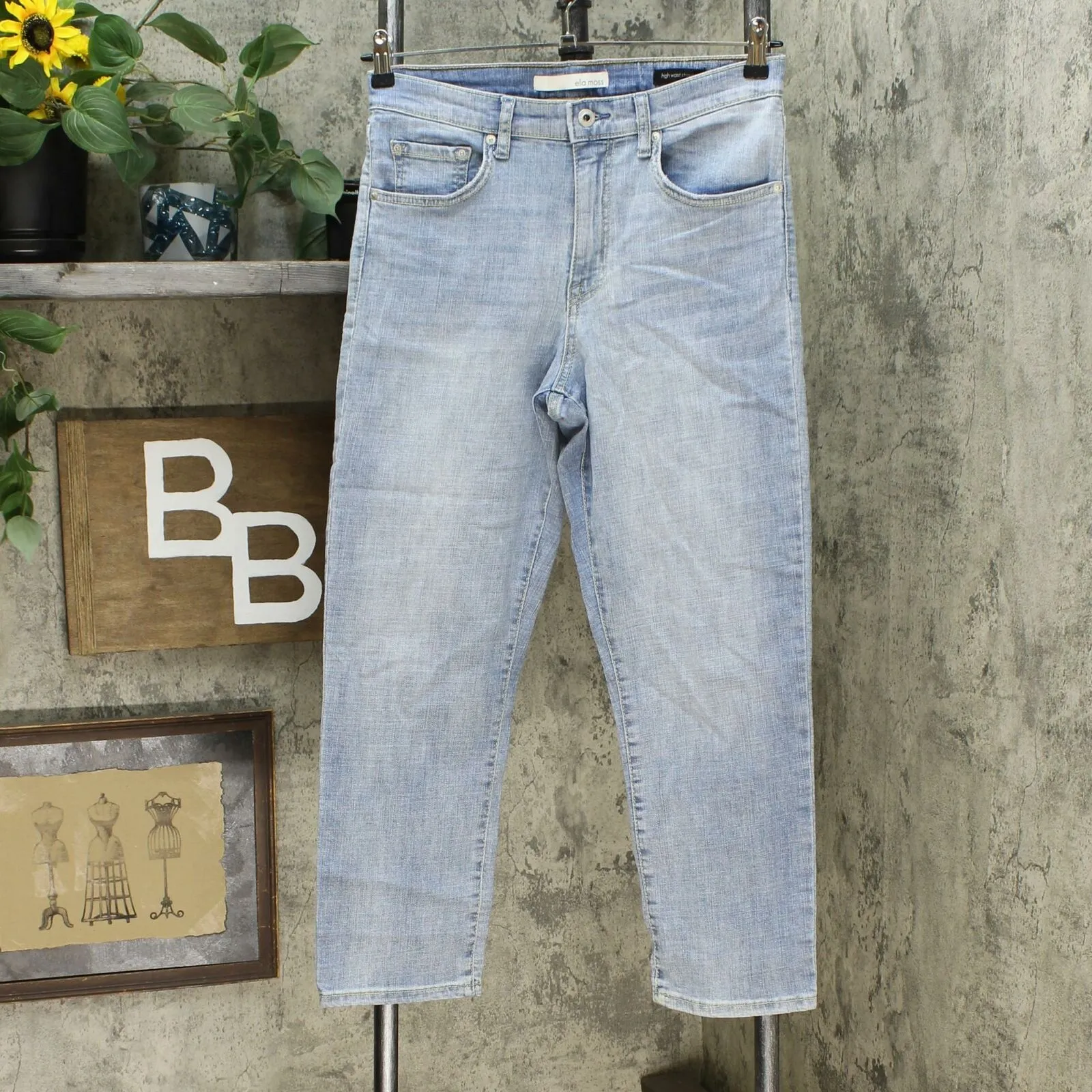 Ella Moss Women's High Rise Slim Straight Ankle Jeans Light Blue 8