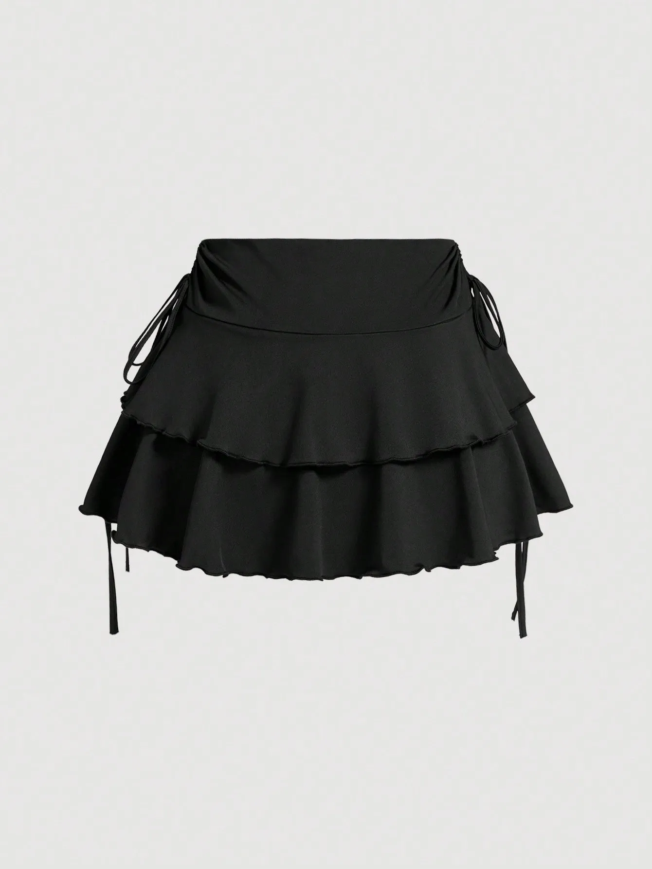 Falda "cake" unicolor con ajuste y dobleces  CR
