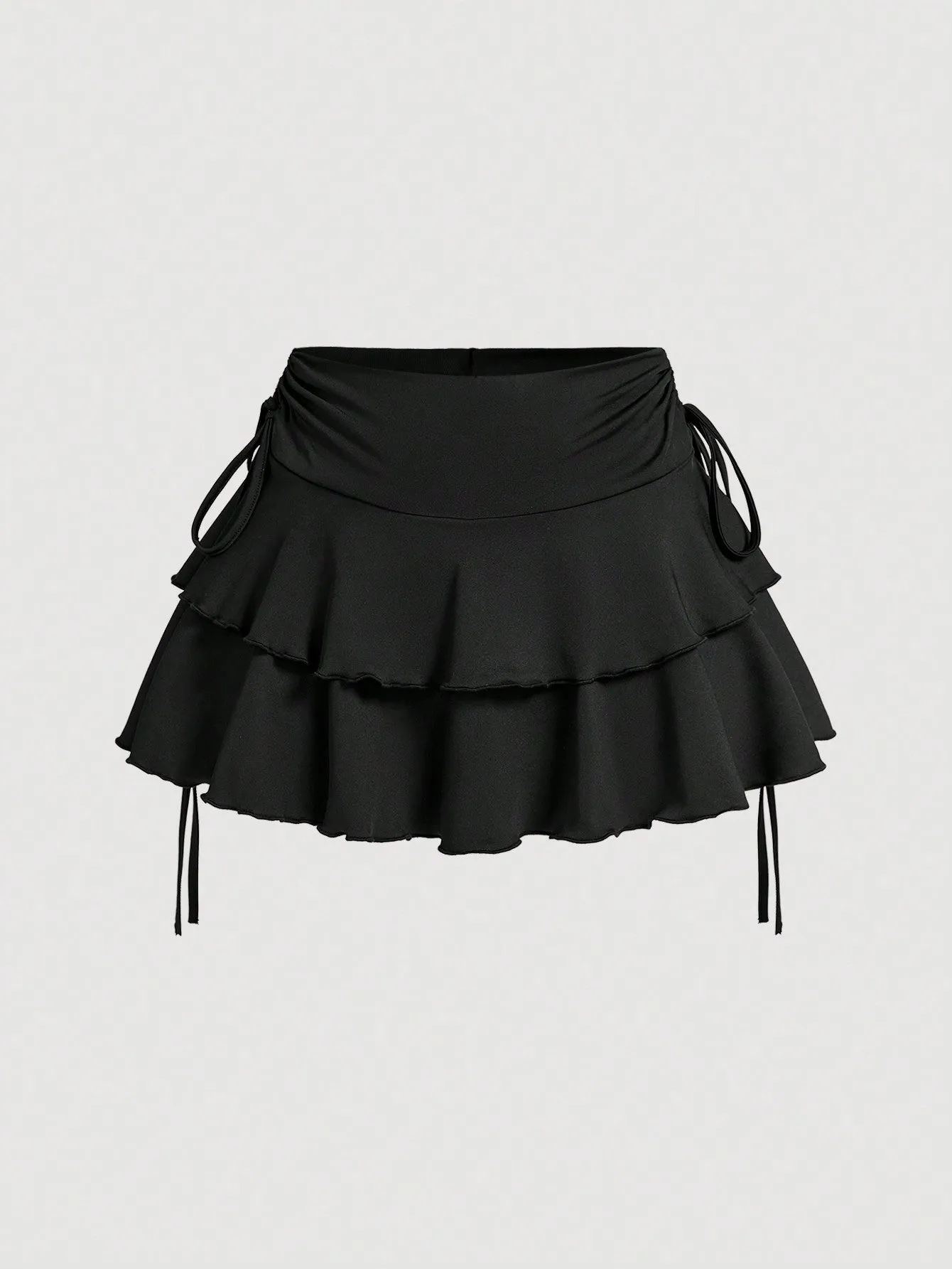 Falda "cake" unicolor con ajuste y dobleces  CR
