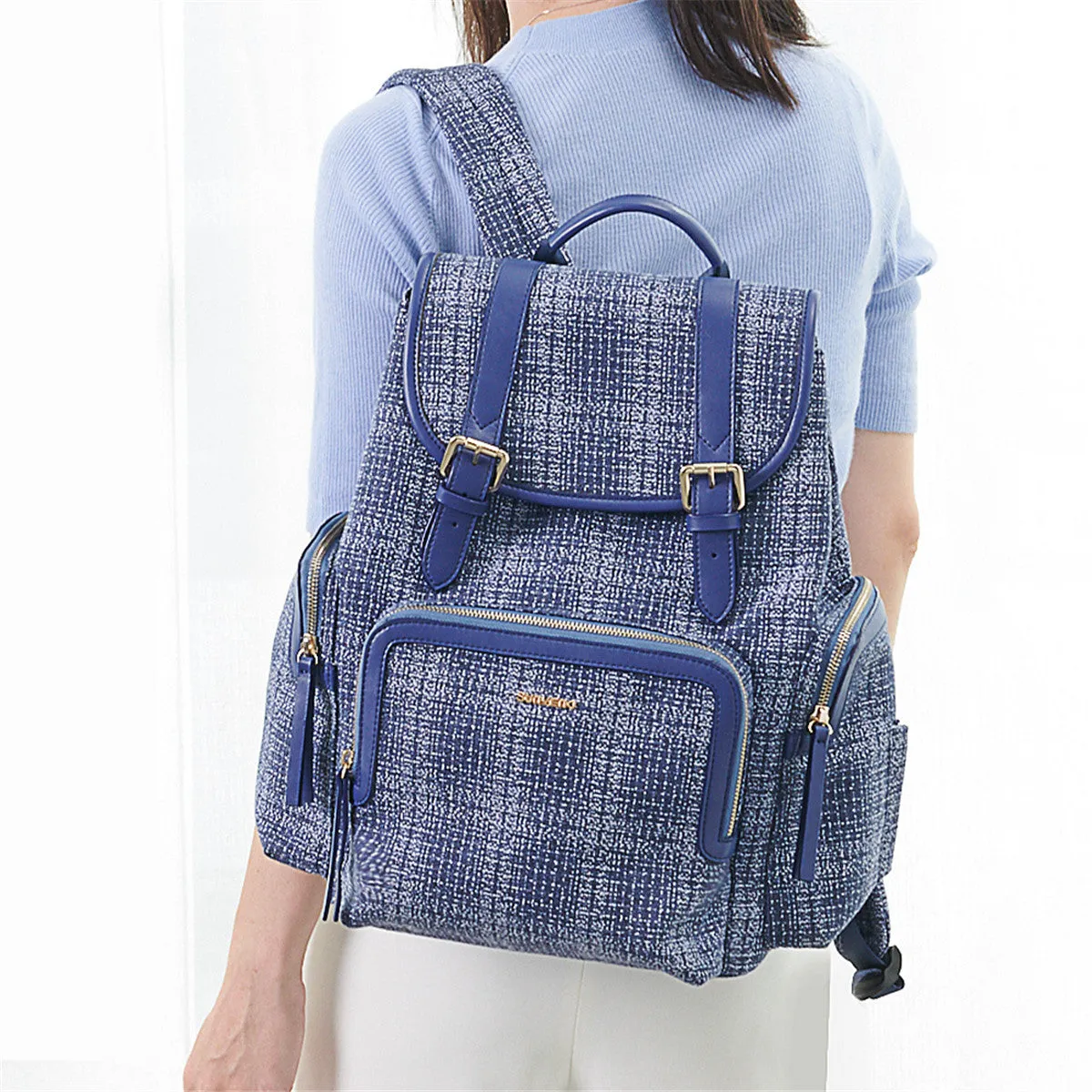 Fashion Tweed Baby Diaper Bag Backpack