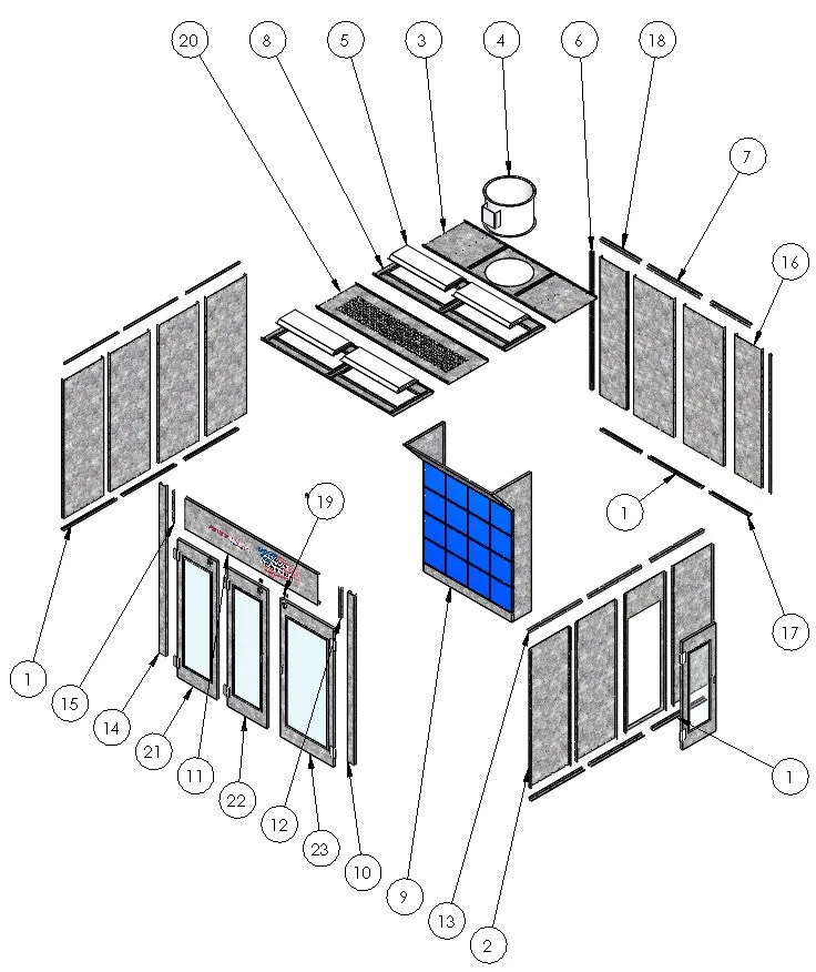 Fast Rack Equipment 10x12x9 Professional Finishing Semi-Down Draft Enclosed Spray Booth