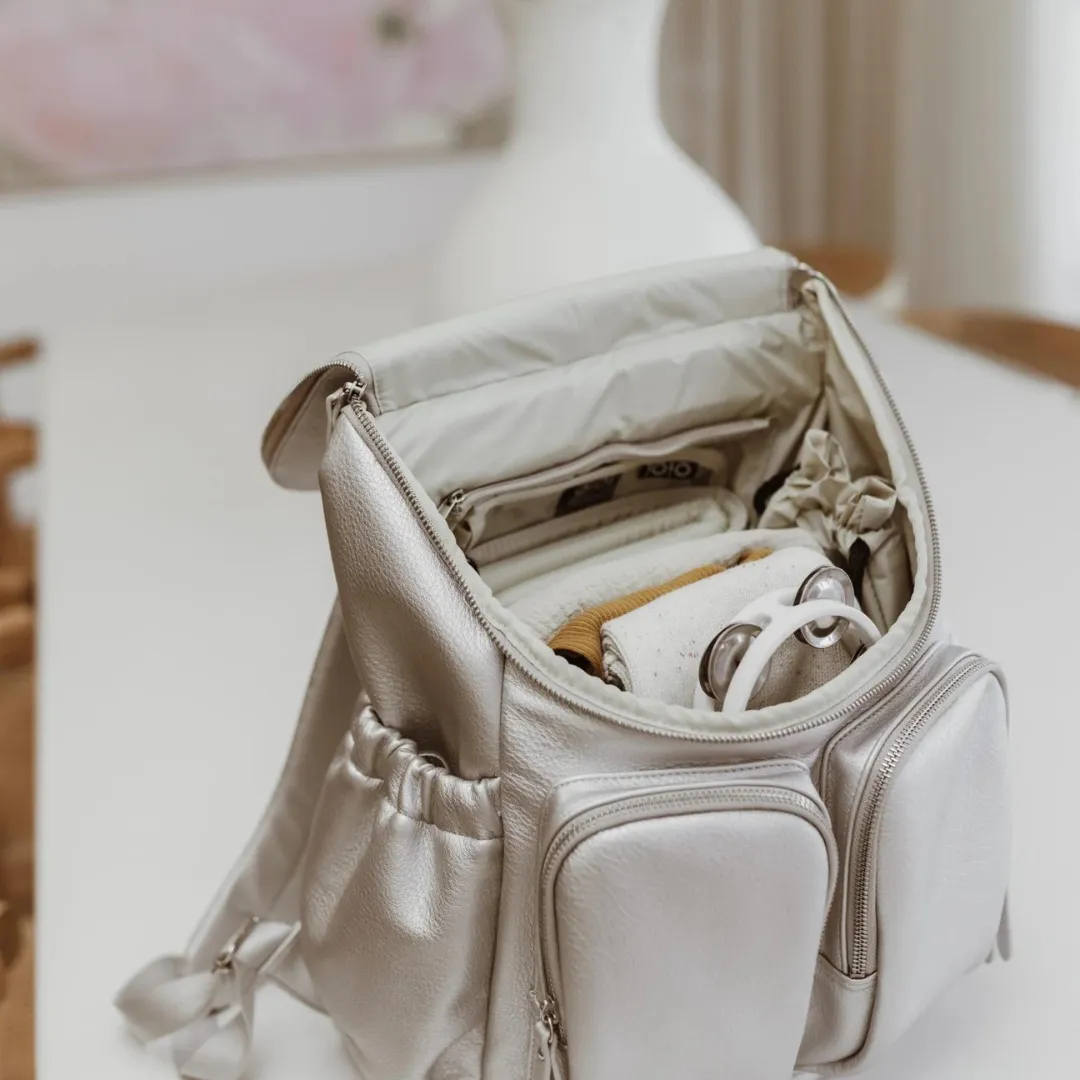 Faux Leather Signature Nappy Backpack