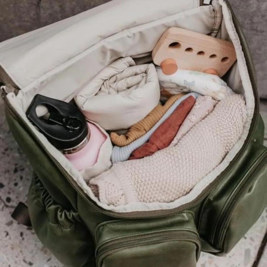 Faux Leather Signature Nappy Backpack