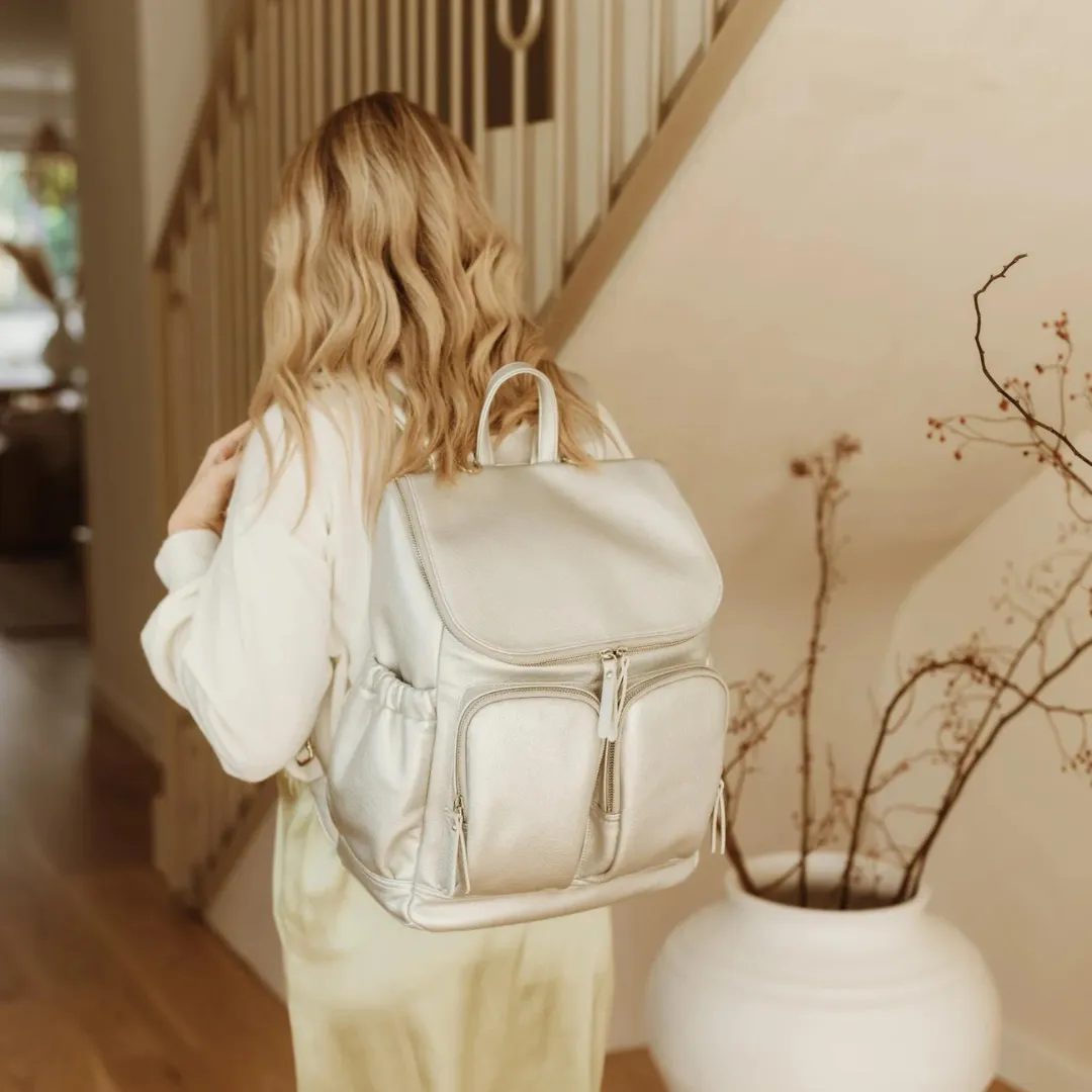 Faux Leather Signature Nappy Backpack