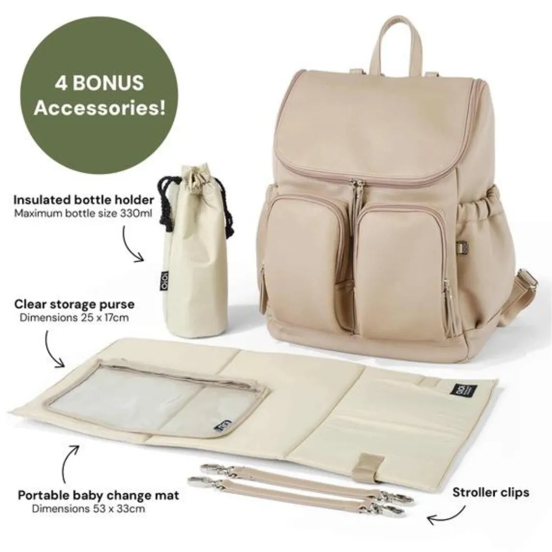Faux Leather Signature Nappy Backpack