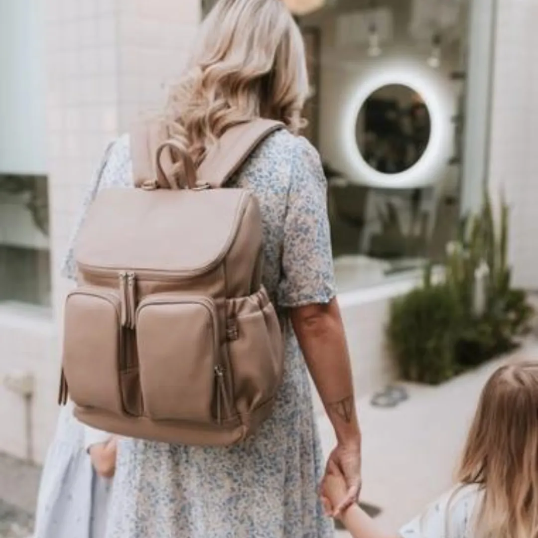 Faux Leather Signature Nappy Backpack