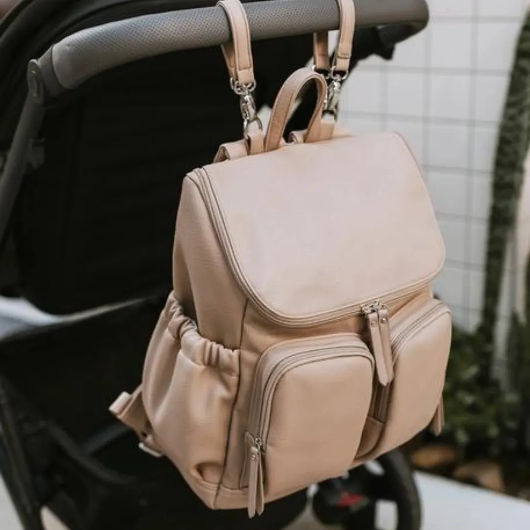 Faux Leather Signature Nappy Backpack