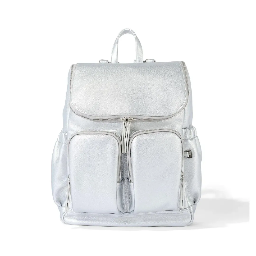 Faux Leather Signature Nappy Backpack