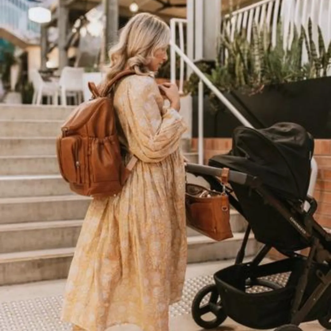 Faux Leather Signature Nappy Backpack