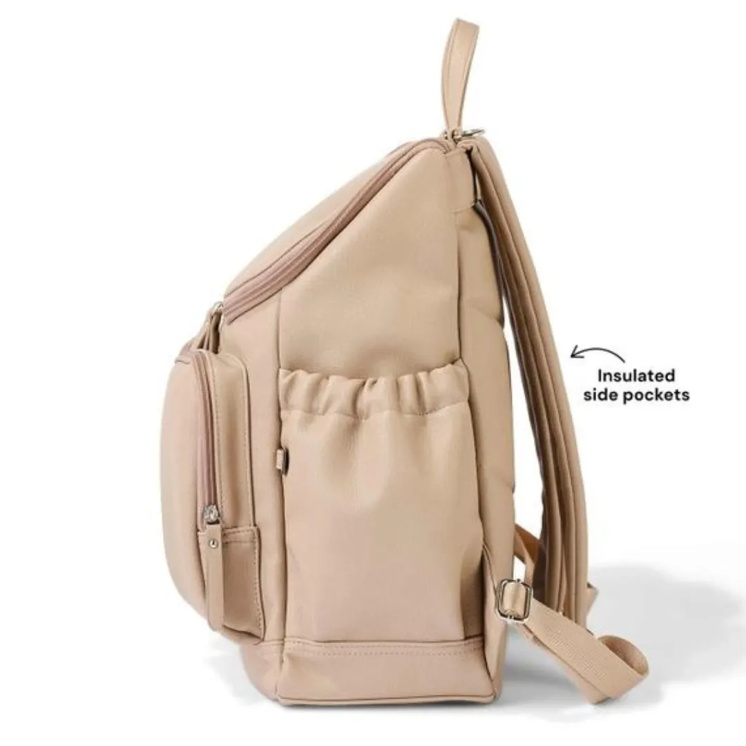 Faux Leather Signature Nappy Backpack